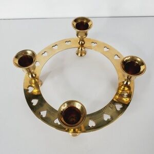 Brass Heart Cutout Candle Holder